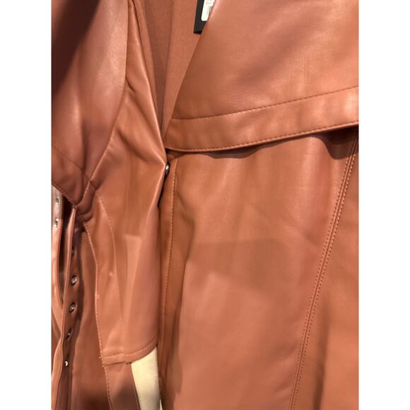 Ookie & Lala Drape Moto Faux Ponte Jacket in Luggage Color Size XL - Picture 5 of 9